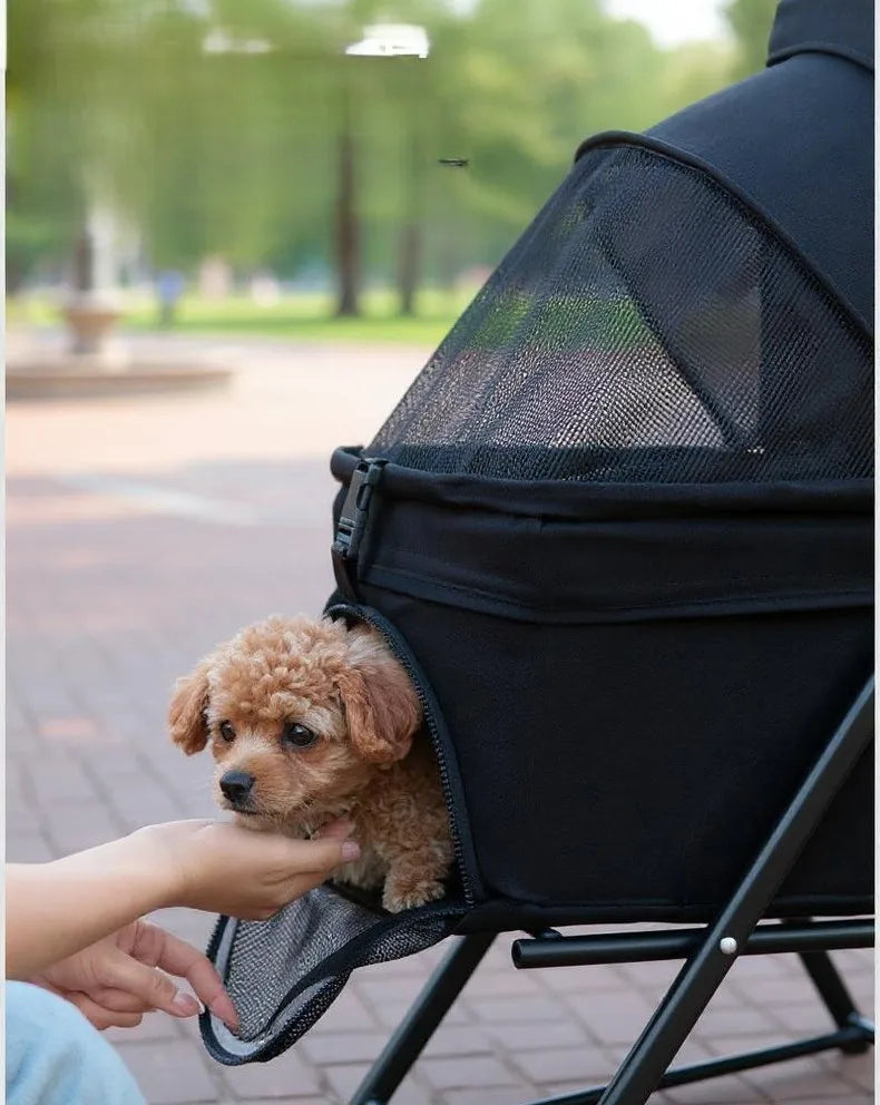 Detachable Lightweight Foldable Pet Cart for Teddy Dogs & Cats — Small Outdoor Going-Out Carrier