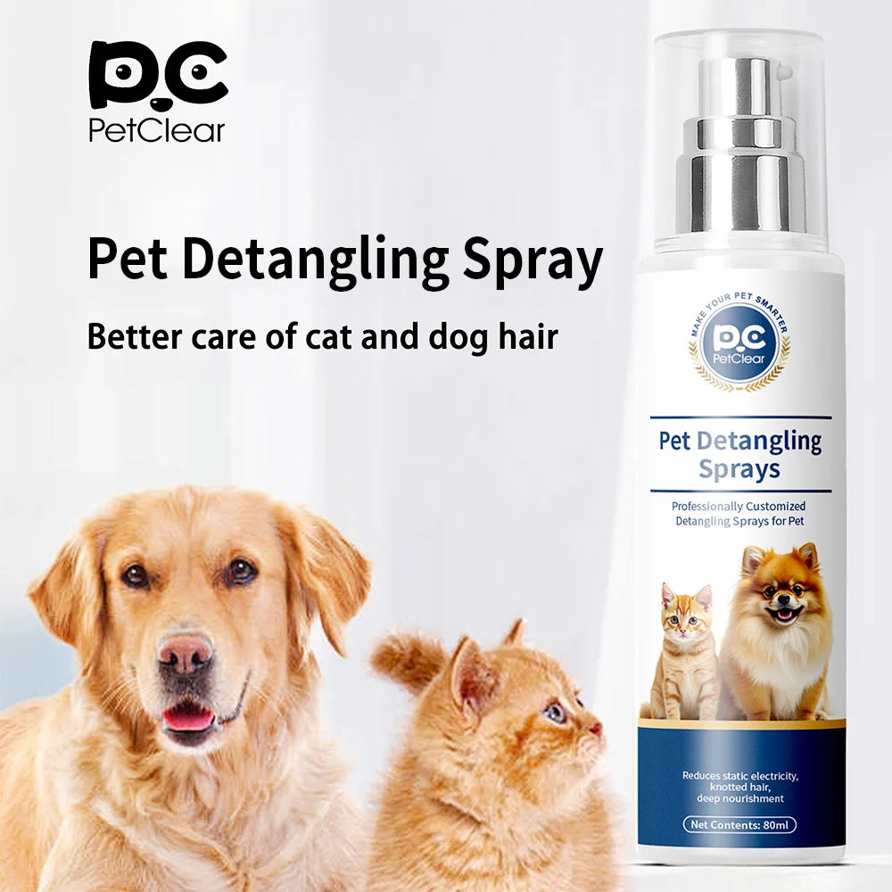 Anti-Tangle Pet Detangler Spray — Hypoallergenic Anti-Static Softener, 80ml