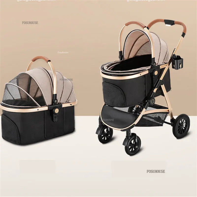 Modern Lightweight Portable Separable 4-Wheel Pet Stroller for Dogs & Cats — Foldable Outdoor Cart