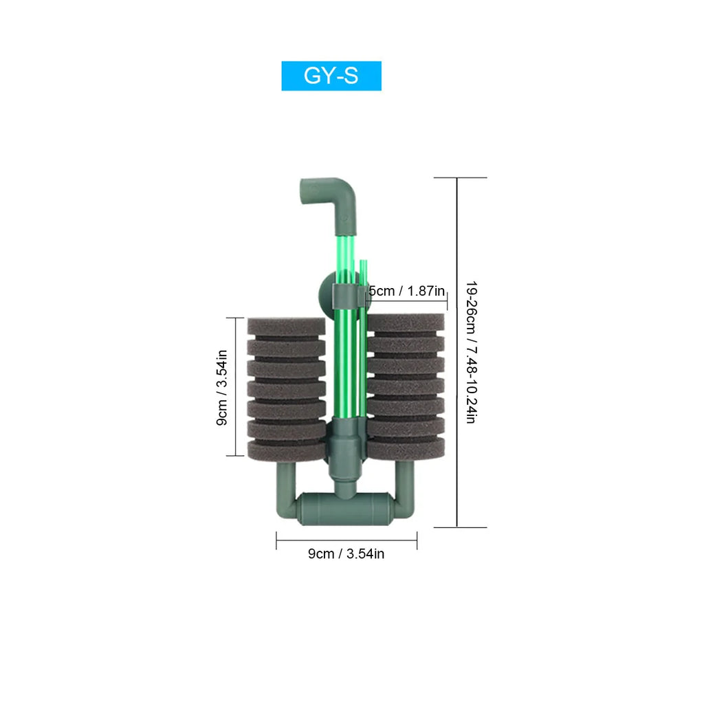 Aquarium Double-Head Sponge Filter (Air-Powered, Dual Sponge, Water Purifying)