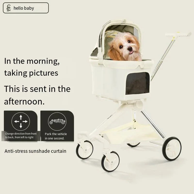 High-End Directional Pet Cart Stroller with Separable Bag for Dogs & Cats