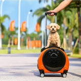 Pet Carrier with Wheels Transparent Pet Carrier Suitcase Hard-Sided Cats, Small Dogs, Travel, Airport, Professional Visits