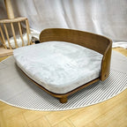 U-Shaped Solid Wood Pet Sofa Bed for Small & Medium Dogs