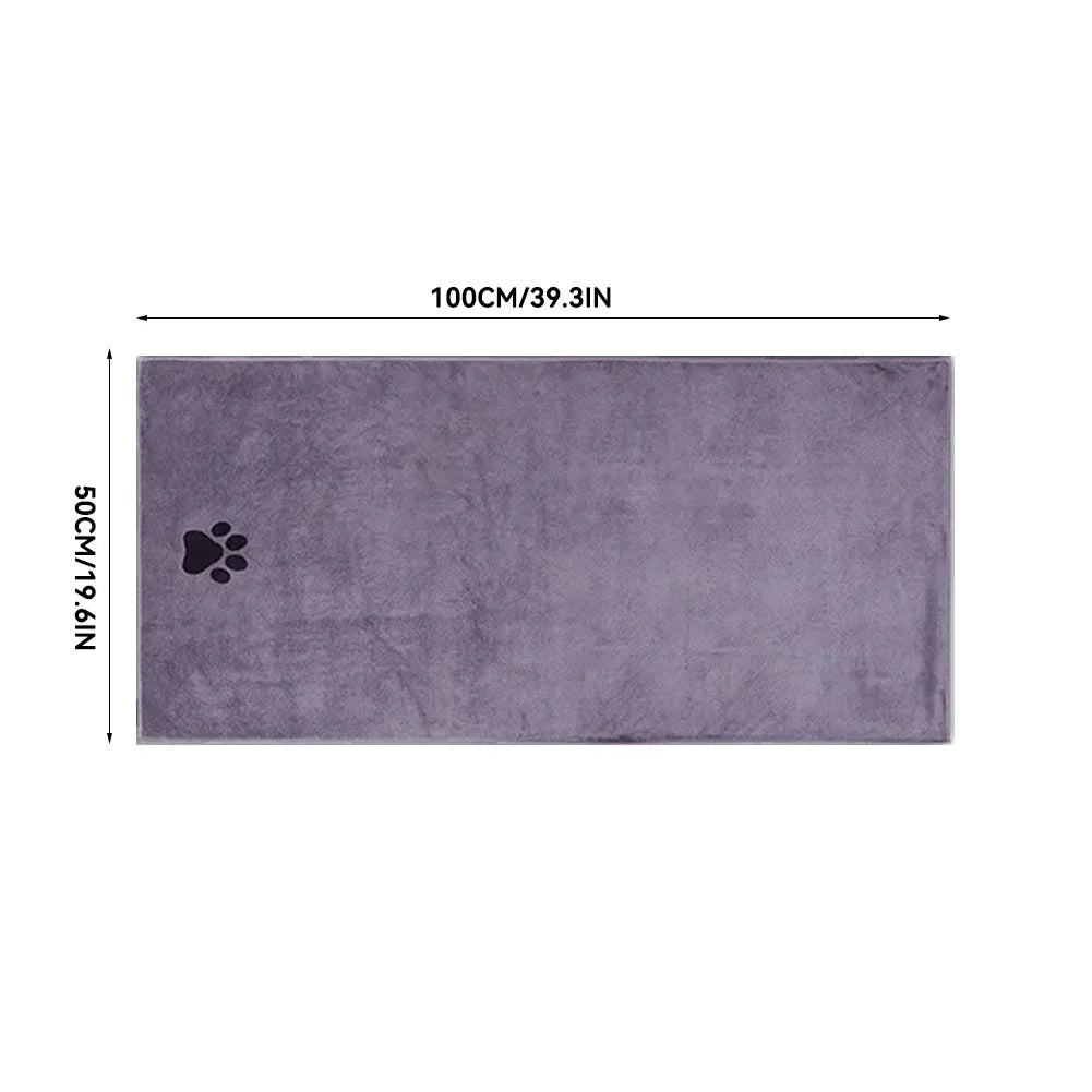 Embroidered Microfiber Pet Bath Towel — Soft, Absorbent, Doubles as Blanket