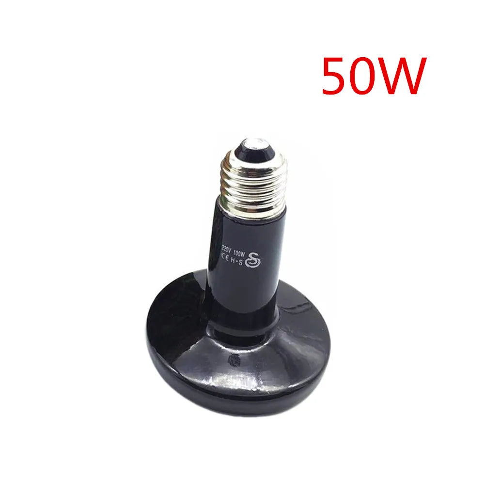 Ceramic Infrared Heat Lamp for Reptiles — No-Light Heating Bulb, E27, 25W-200W
