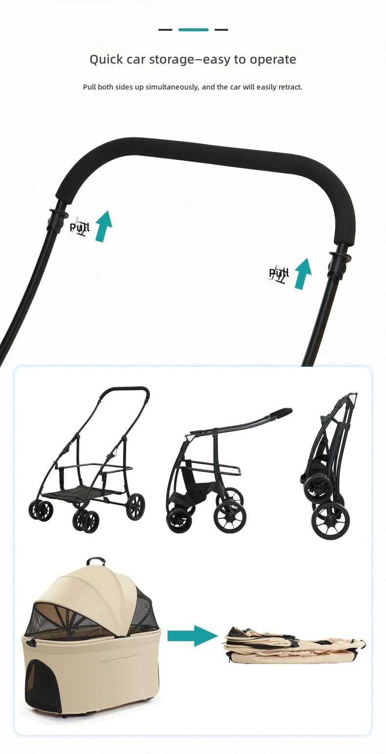 Foldable Detachable Lightweight Portable Pet Stroller Carrier for Small & Medium Dogs & Cats