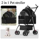【One-Click】 Pet Stroller with Removable Carrier 35lbs Foldable Compact Travel Pet Stroller for Small to Medium Pets cats and dog