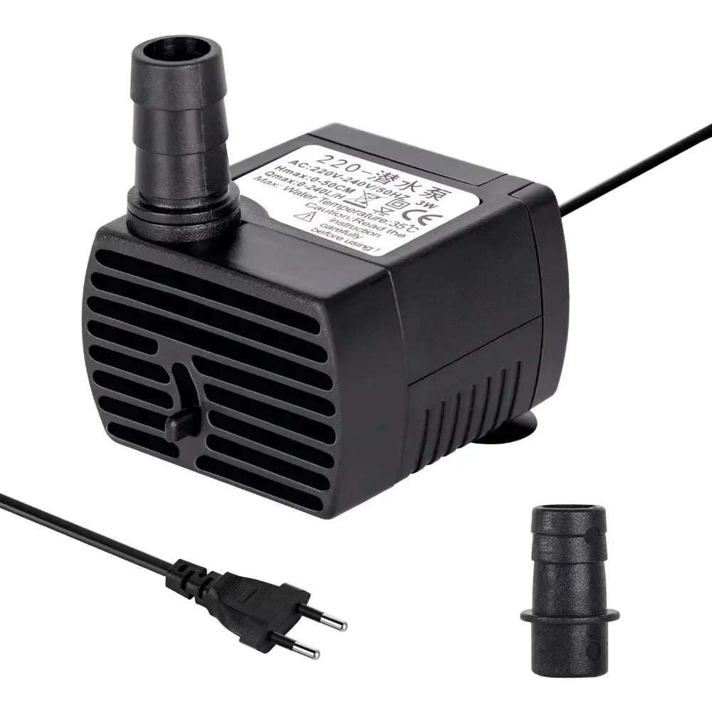 Submersible Aquarium Water Pump (3–25W, 220V & 110V, Multi-Size Fountain)