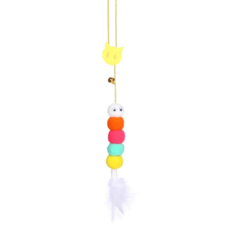 Hanging Cat Toy with Telescoping Rope & Feather — Interactive Kitten Scratch & Play Simulation Toy