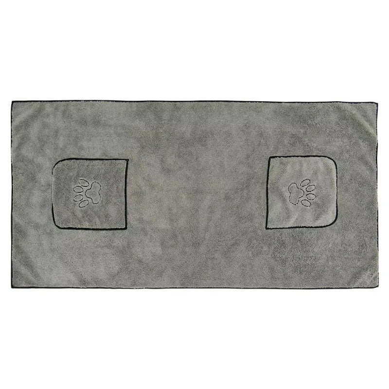 Large Pocket-Design Pet Bath Towel — Quick-Drying, 50x100cm