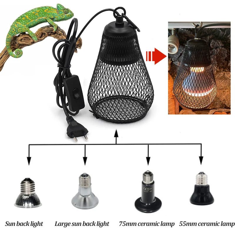 Ceramic Heat Emitter with Protective Cage Guard — All-in-One Reptile Heater