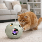 Auto-Rotating Spring Cat Toy with Feather & Bell — Self-Righting Tumbler