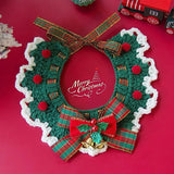 Christmas Knit Saliva Towel with Bell (Pet Bib Scarf)