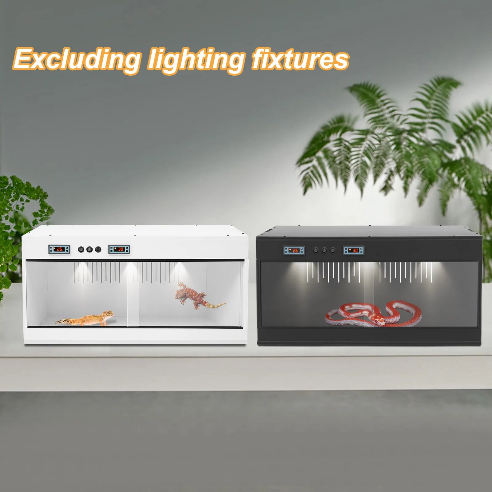 Large Reptile Terrarium — 80×40×40cm Habitat with Digital Thermostat & Sliding Glass Door