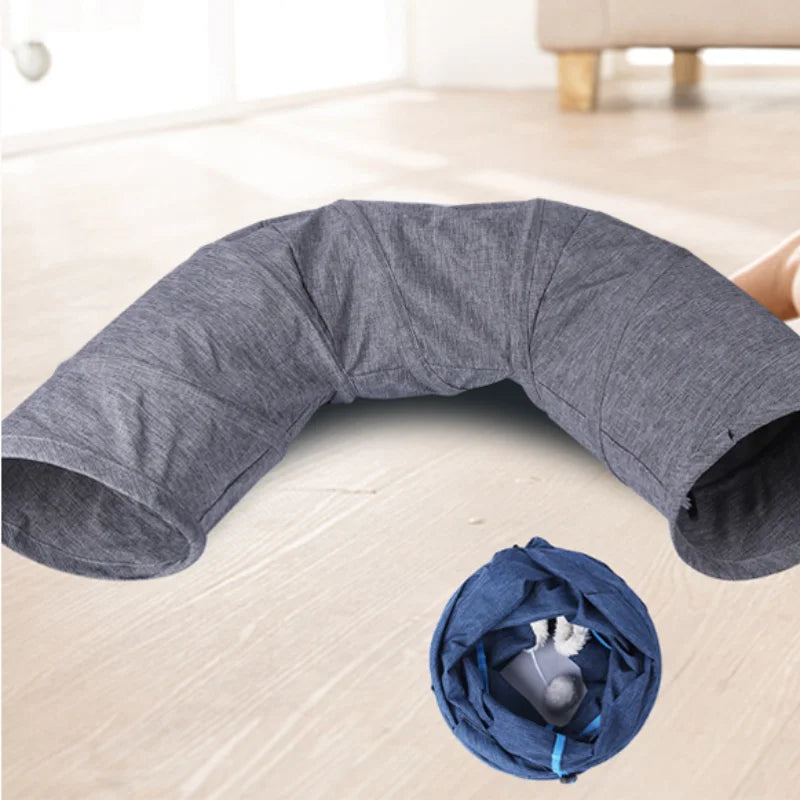 Foldable Cat Tunnel with Cushion — Scratch-Resistant Hide & Seek Play