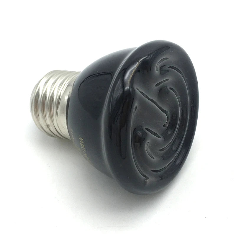 Ceramic Heat Emitter Bulb for Reptiles & Chickens — No-Light Warmth, 25W-75W
