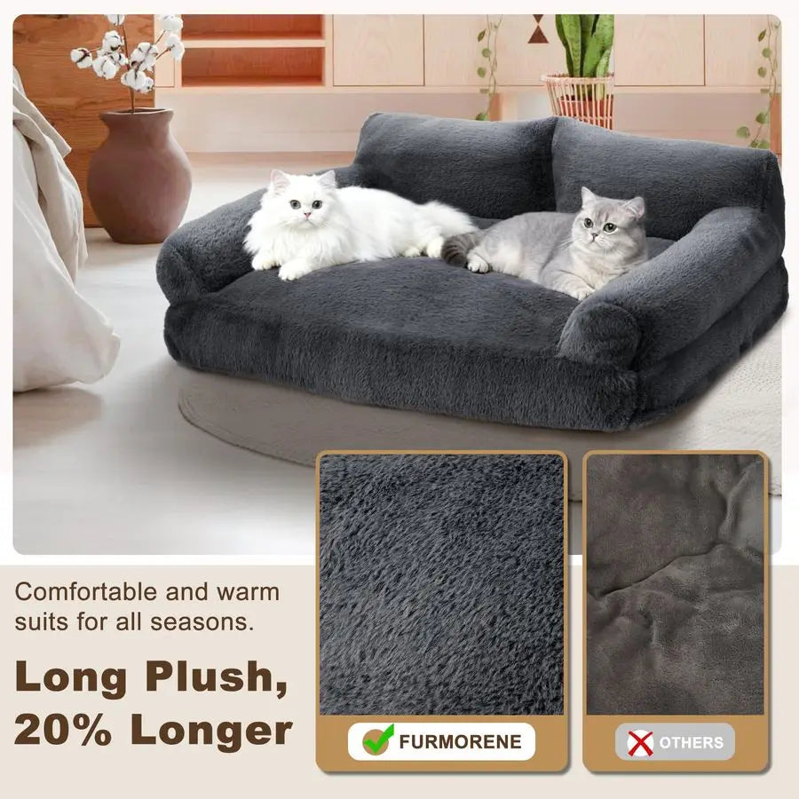 Plush Cat & Dog Couch Bed with Washable Cover