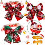 Christmas Bow Tie Dog Collar 2-Pack (Movable Elastic Design)