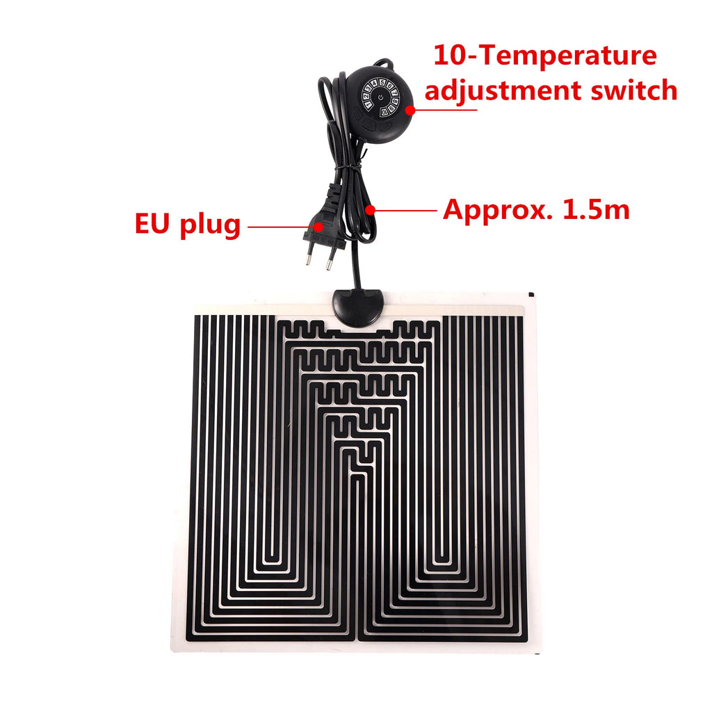 Adjustable Graphene Reptile Heat Mat — 10-Level Thermostat, 5W–45W