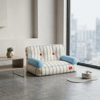 Striped Light Blue Padded Pet Sofa Bed