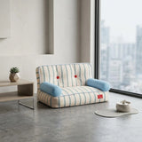 Striped Light Blue Padded Pet Sofa Bed