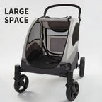 Luxury Fashion 4-Wheel Pet Stroller with Detachable Cage & Transparent Fabric — One-Hand Fold