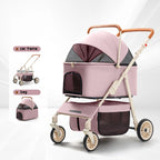 Double Cat & Dog Stroller Trolley for Outdoor Pet Travel — Cat & Dog Carrier Travel Cart