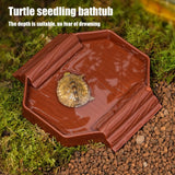 2-in-1 Anti-Slip Tortoise Water Dish — Bathing & Feeding Bowl with Ramp