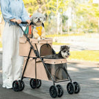 Double-Deck Dog & Cat Stroller with Breathable Mesh Panels — Easy-Fold Double Layer Travel Pet Stroller