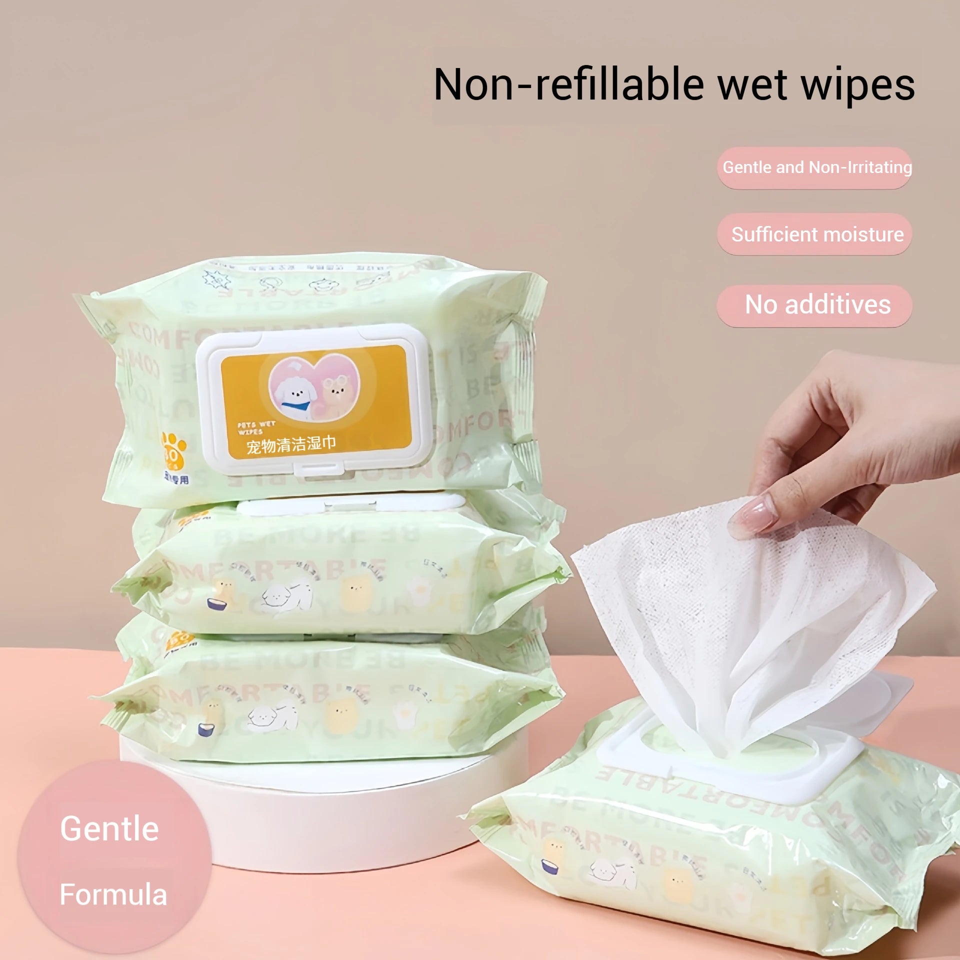 No-Rinse Pet Wipes — Tear Stain & Body Cleaning Wipes, 3-Pack (240 Count)