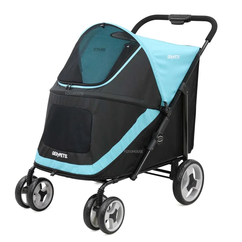 Modern Portable 55kg Large Dog Pet Stroller — 4-Wheel Foldable Large Capacity Outdoor Travel Trolley