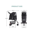 Lightweight 3-Wheel Pet Stroller with Storage Basket, Cup Holder & Breathable Mesh for Cats & Dogs