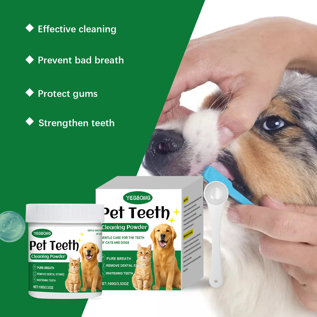 Pet Teeth Cleaning Powder — Reduces Tartar & Freshens Breath, 100g