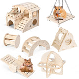 Wooden Hamster Swing & Seesaw Toy — Cage Enrichment for Small Pets