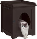 Hidden Cat Litter Box Cabinet with Towel Bar (Espresso)