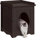 Hidden Cat Litter Box Cabinet with Towel Bar (Espresso)