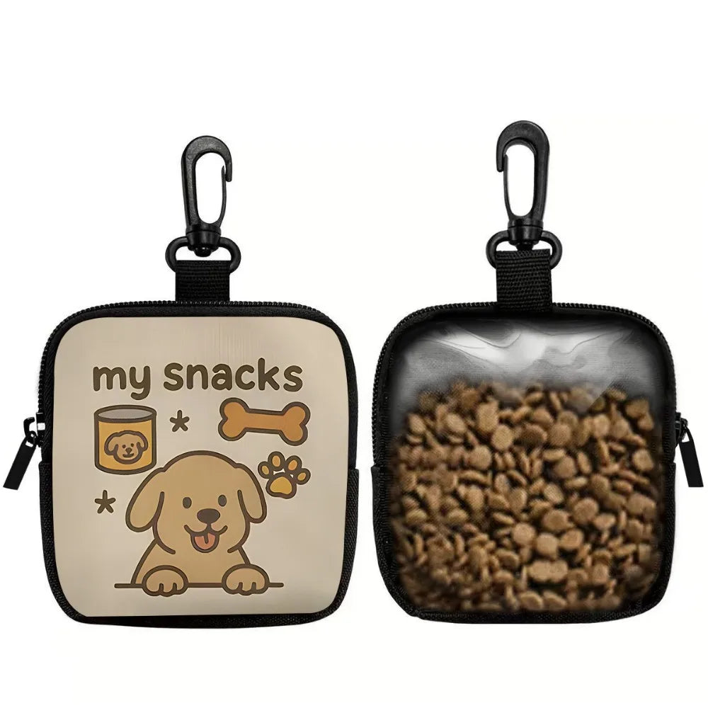 Dog Treat Pouch with Window (PVC Lining, Zipper, Waist Belt Clip)