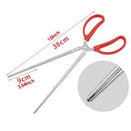 Stainless Steel Reptile Feeding Tongs — 15" Anti-Slip Snake Tweezers