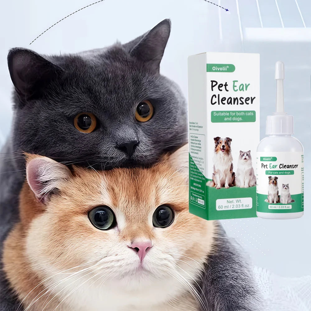 Ultra-Soft Tip Ear Wash Cleaner for Dogs & Cats — Gentle Wax Remover, 60ml