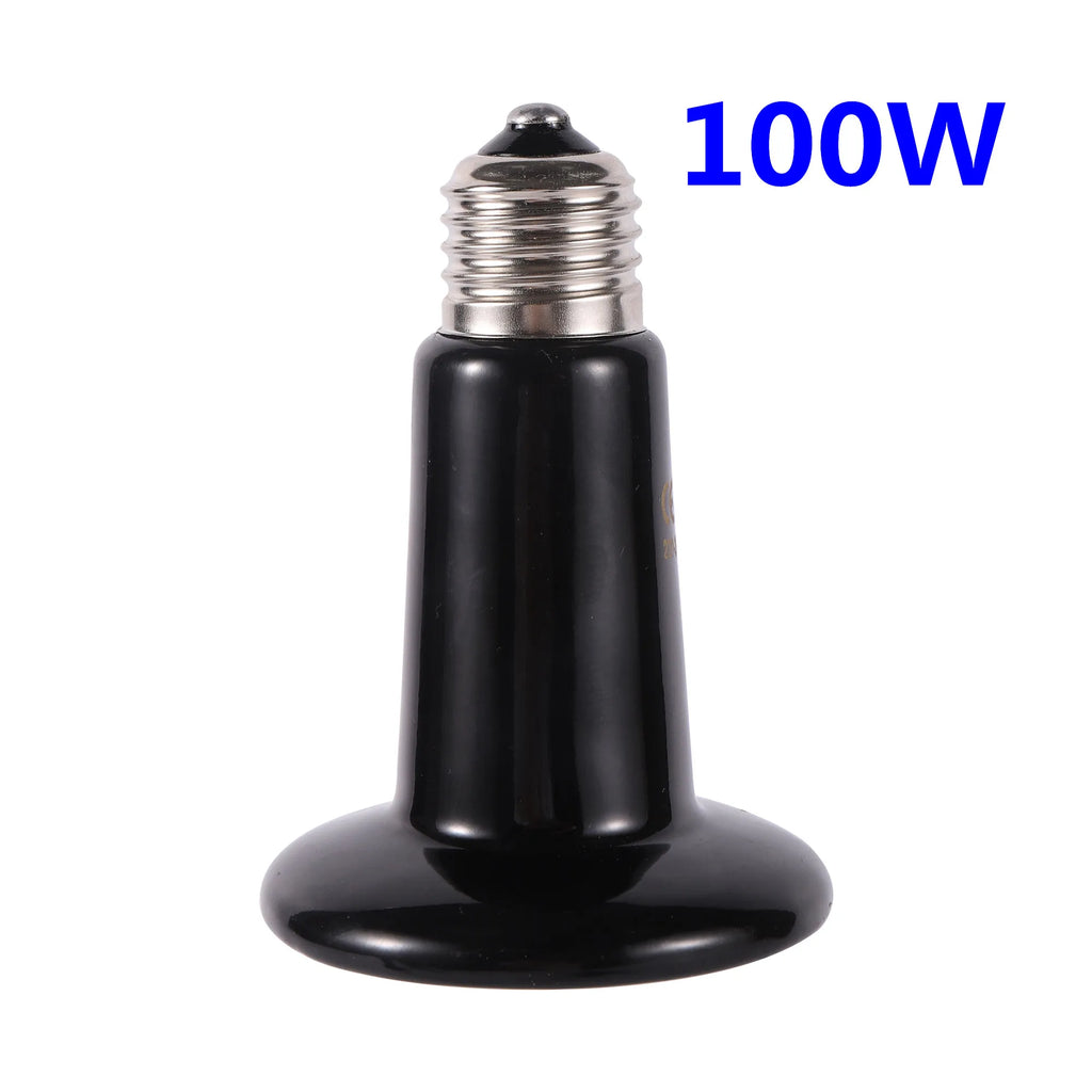 Ceramic Infrared Heat Lamp for Reptiles — No-Light Heating Bulb, 110V/220V, 25W–200W