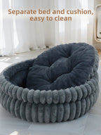 Round Velvet Pet Nest Bed with Removable Cover