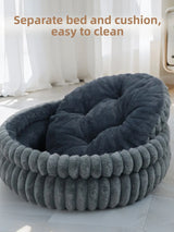 Round Velvet Pet Nest Bed with Removable Cover