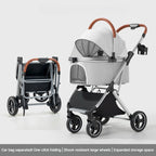 Ultra-Lightweight Foldable Pet Stroller with Detachable Basket for Small & Medium Dogs & Cats — Portable