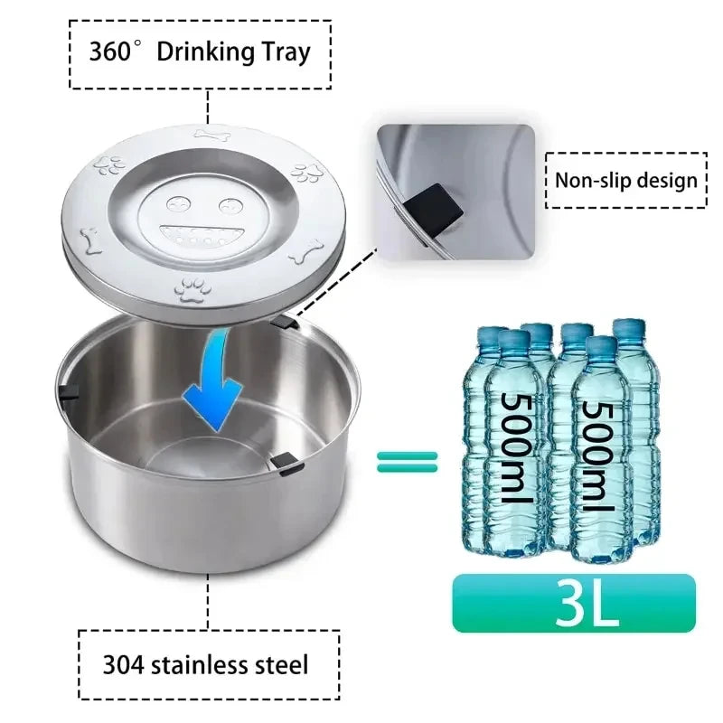 No-Spill Stainless Steel Dog Bowl