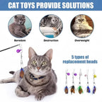 5/10-Pack Fly-Shape Teaser Stick Replacement Heads — Bell & Feather Cat Wand Attachments