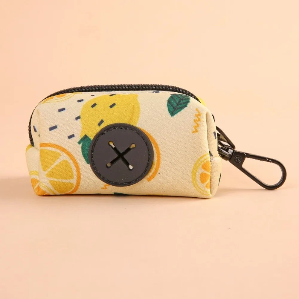 Fruit Pattern Poop Bag Holder (Waterproof, Buckle, Zipper Closure)
