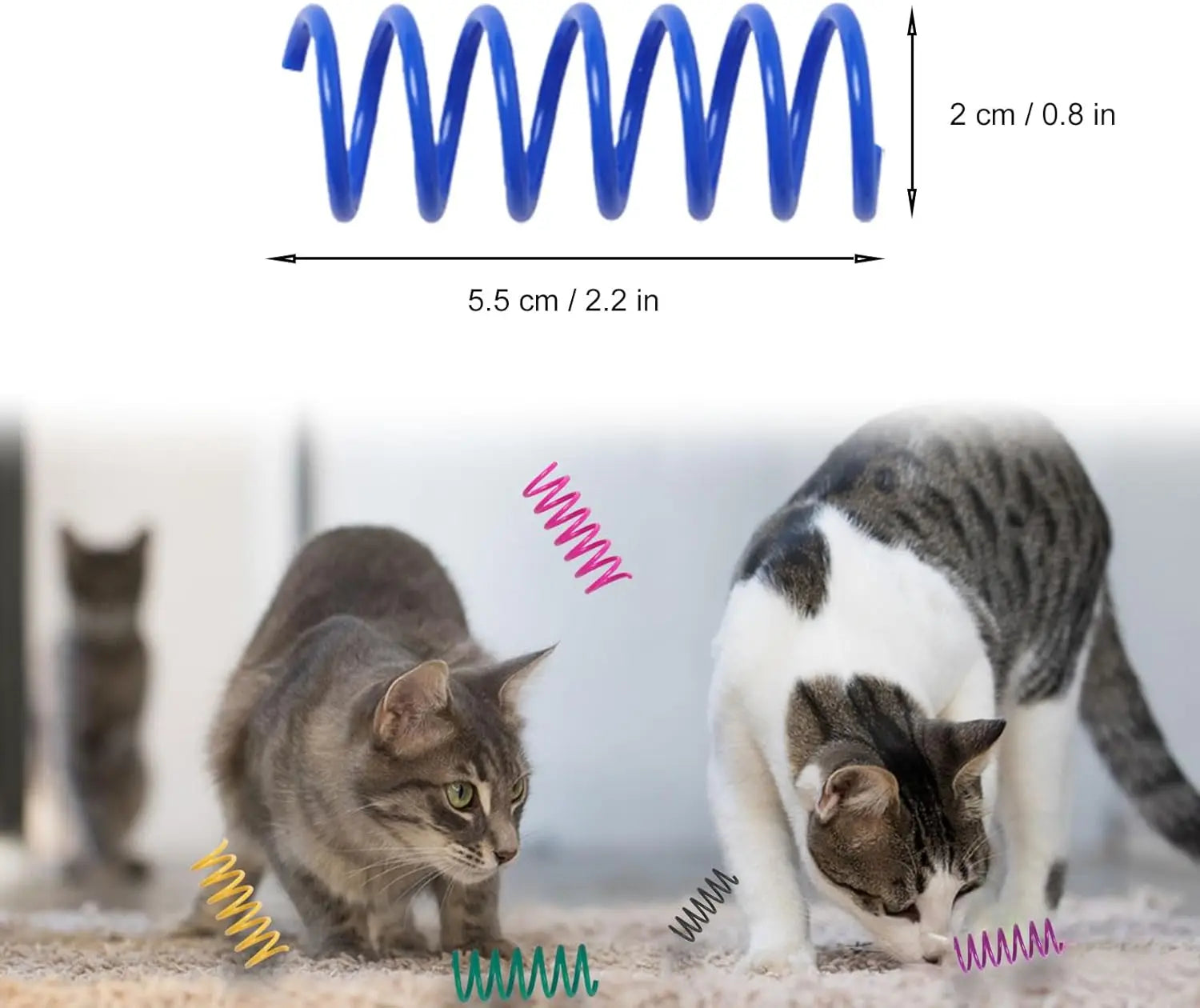 12-Pack Colorful Spring Coil Cat Toys — Durable Bouncing Springs for Solo Play