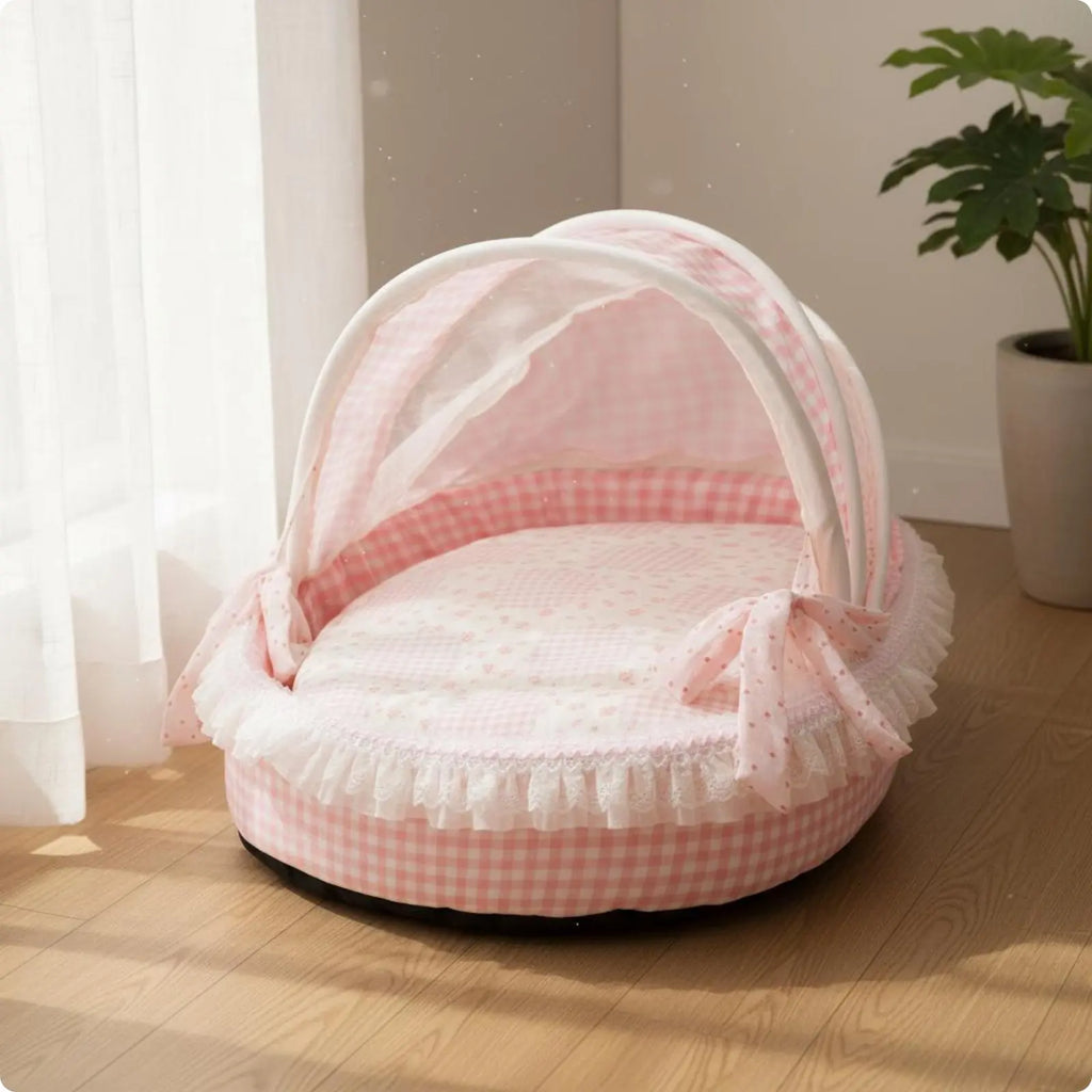 Princess-Style Semi-Enclosed Cat Bed Cradle