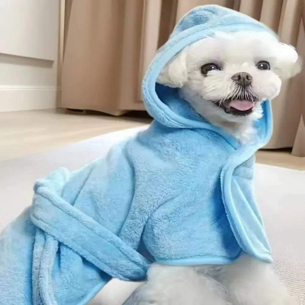Hooded Dog Bath Robe — Super-Absorbent Cotton Towel for After Bath & Swim