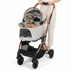 All-Terrain Puppy Cage Jogger Stroller with Detachable Carrier & Sun Shades for Large Dogs